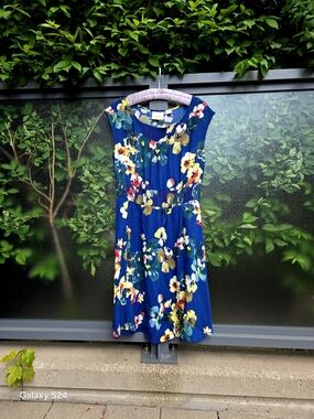 Maeve Evaline By Antropologie Blue Floral Dress Size S/M